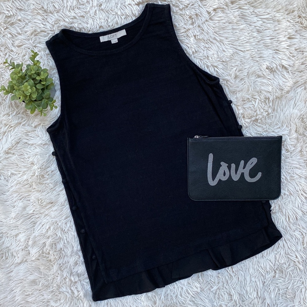 Loft Sleeveless Side Button Shirttail Sweater 💗 Black